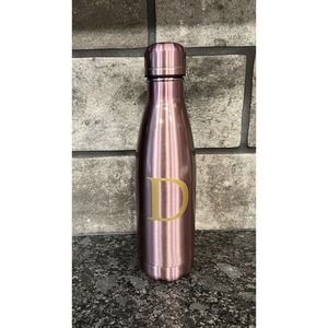 Tri-Coastal Design Pink “D” Initial 10 1/4” Insulated Bottle w/Screw-On Lid